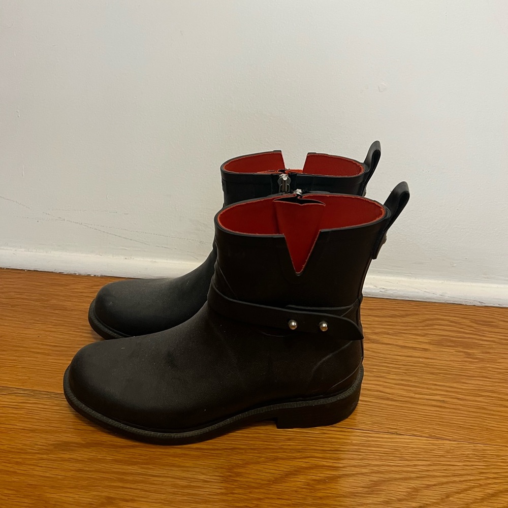 rag & bone Black Boots with Red Lining